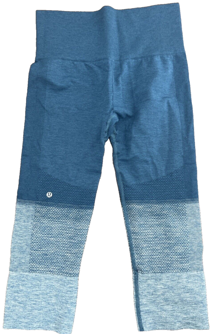 Lululemon Seamlessly Street Crop Leggings Size 4 Blue Ombre High Rise Tight Fit